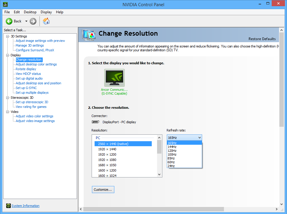 nvidia control panel best settings for lg monitor