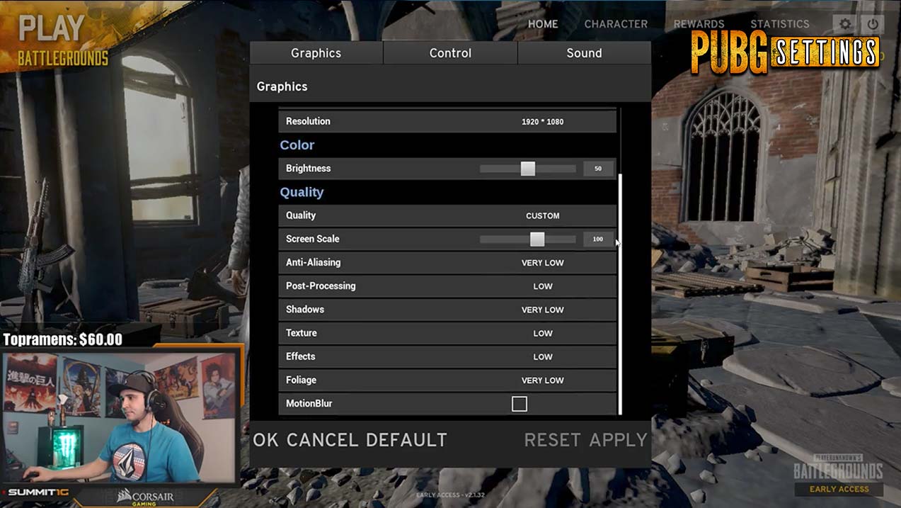 shroud pubg settings